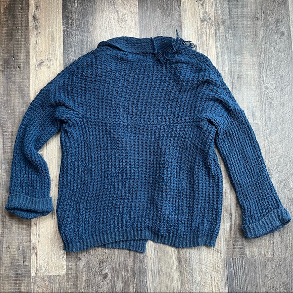 Free People | Asymmetrical Cardigan Sweater | Blue | Small - Picture 5 of 10